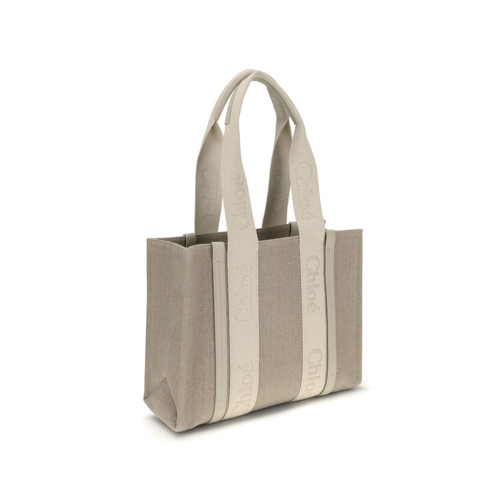 Chloé Beigefarbene Leinen-Umhängetasche